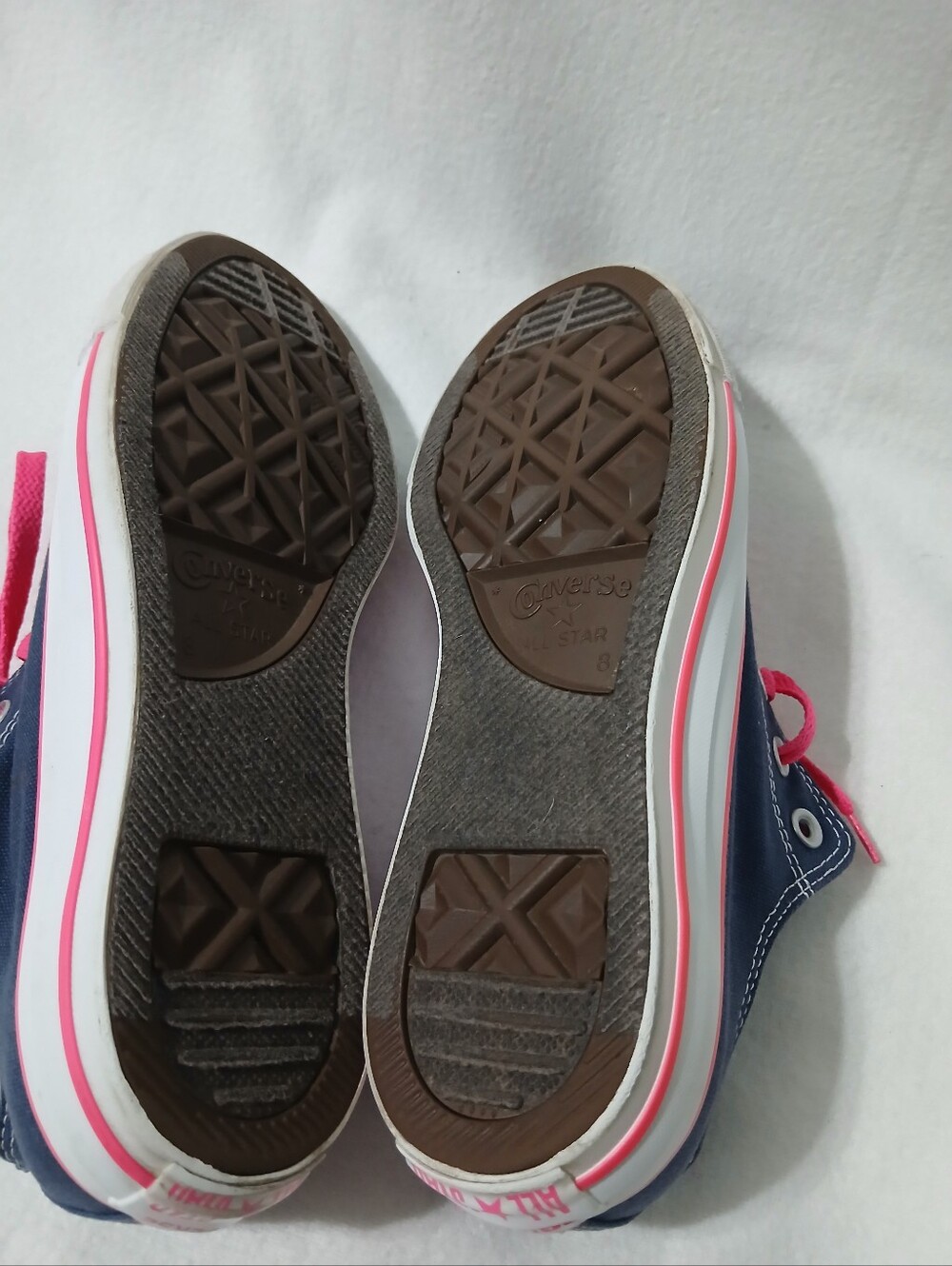Converse  Classic Navy Canvas Low-Top Sneakers with Pink Accents Unisex W10/M8 - Picture 6 of 11